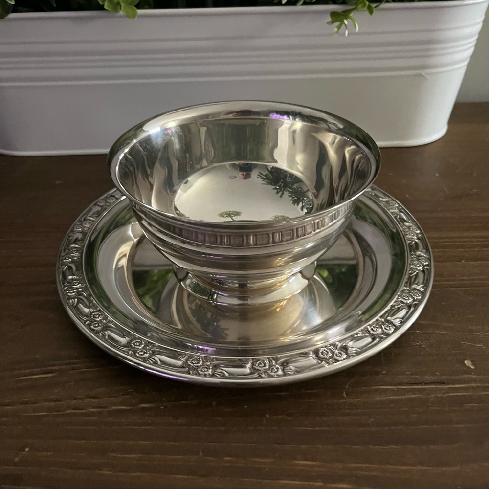 Vintage Oneida Silversmiths Small Chip and Dip Serving Platter, Silver Plated